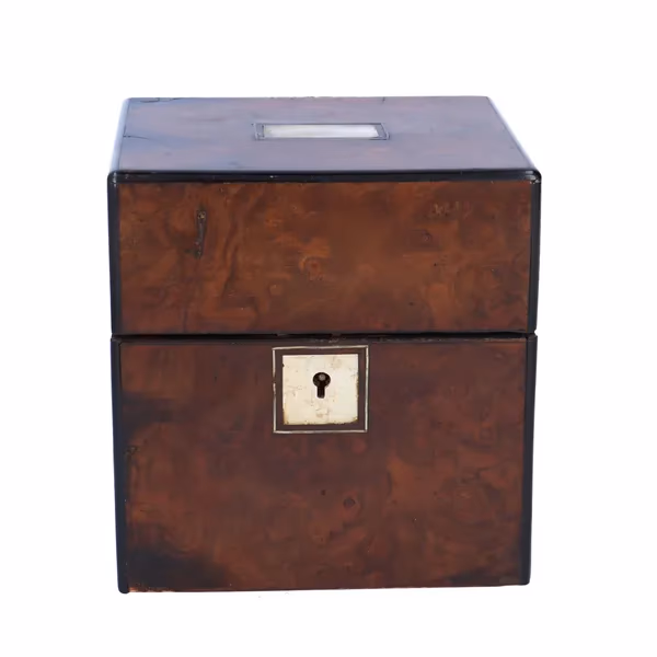 Victorian Burr Walnut Four Bottle Scent Casket