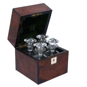 Victorian Burr Walnut Four Bottle Scent Casket