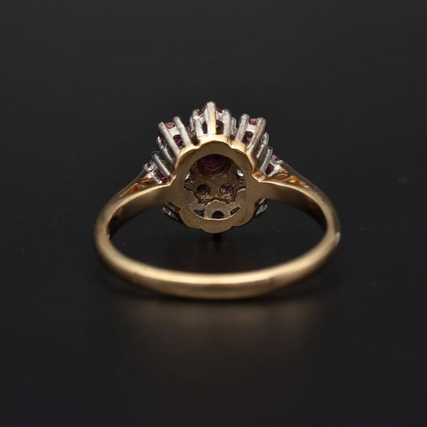9ct Gold Ruby and Diamond Cluster Ring