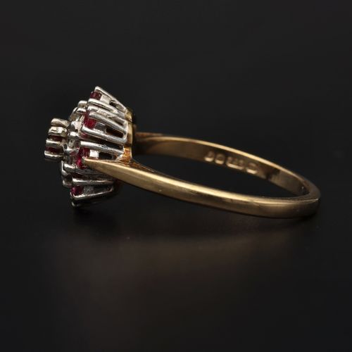 9ct Gold Ruby and Diamond Cluster Ring image-3