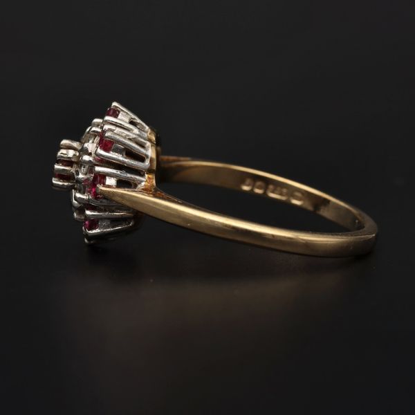 9ct Gold Ruby and Diamond Cluster Ring
