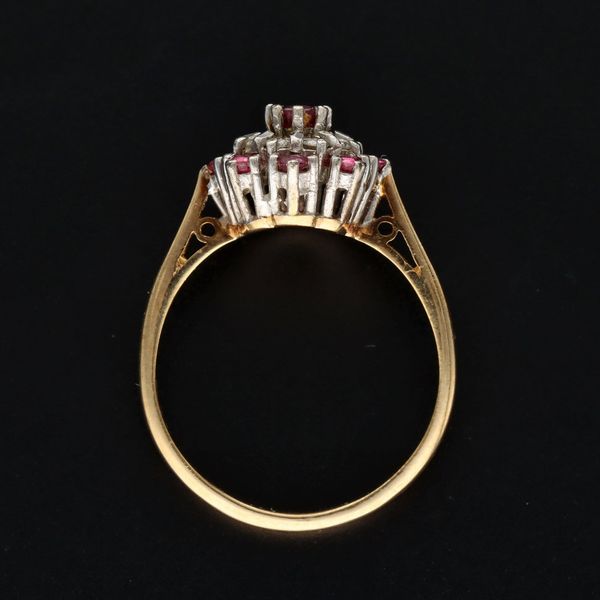 9ct Gold Ruby and Diamond Cluster Ring
