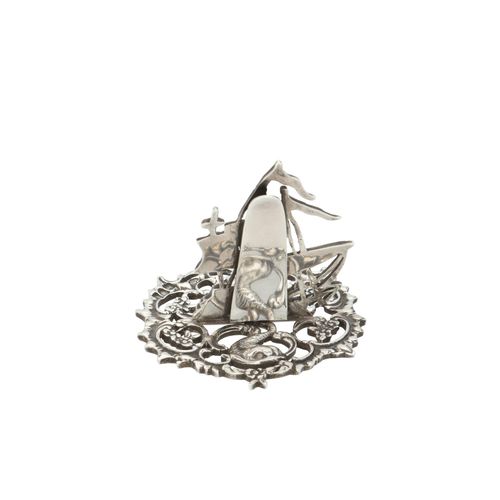Victorian Solid Silver Galleon Ship Menu Holder image-3
