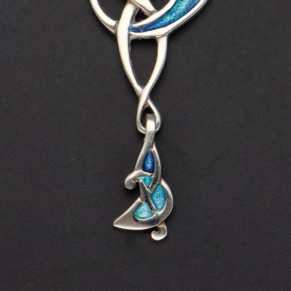Ortak Silver and Aquamarine Enamel Pendant