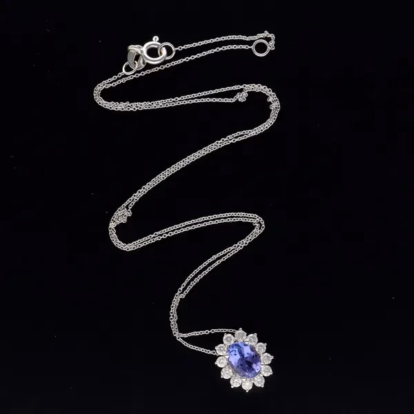 18ct Gold Tanzanite and Diamond Pendant Necklace
