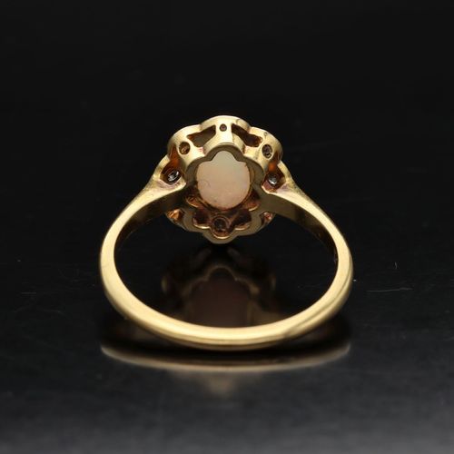 Art Deco 18ct Gold Opal and Diamond Ring image-5