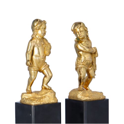 Pair of 19th Century Gilt Bronze Figures on Plinths image-3