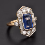 1930s Art Deco Sapphire & Diamond Ring