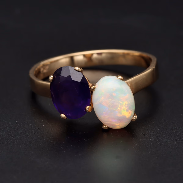 Opal & Amethyst 9ct Yellow Gold Ring