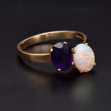 Opal & Amethyst 9ct Yellow Gold Ring
