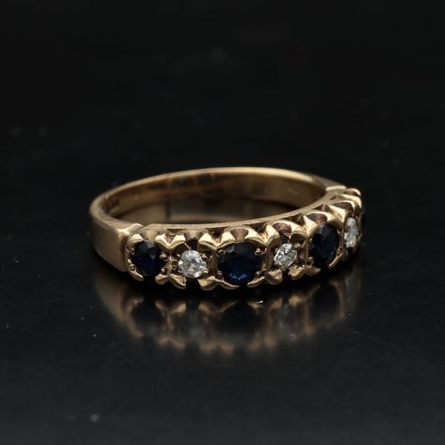 Gold Sapphire Diamond Ring image-1