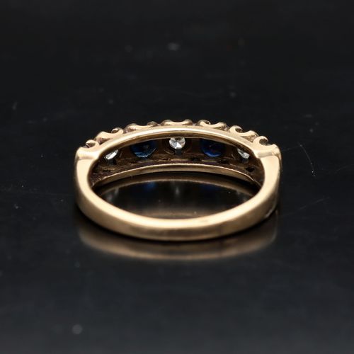 Gold Sapphire Diamond Ring image-5