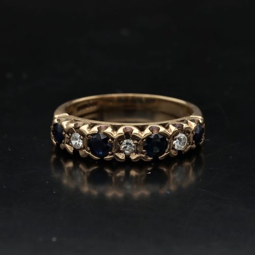Gold Sapphire Diamond Ring image-2