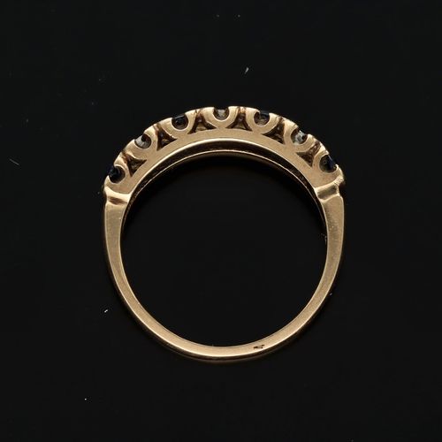 Gold Sapphire Diamond Ring image-6