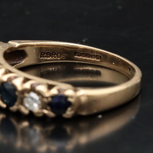 Gold Sapphire Diamond Ring image-4