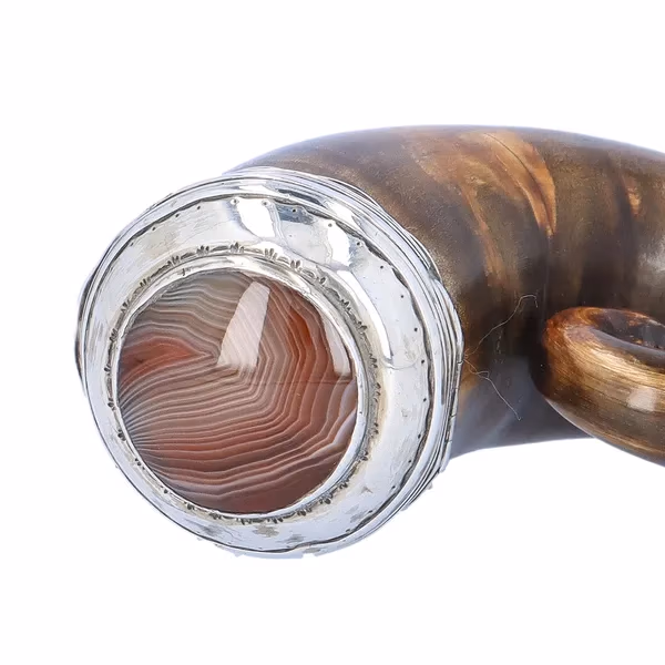 A Scottish White Metal Mounted Horn Stuff Mull