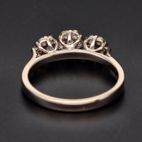 18ct White Gold Triple Section Diamond Cluster Ring