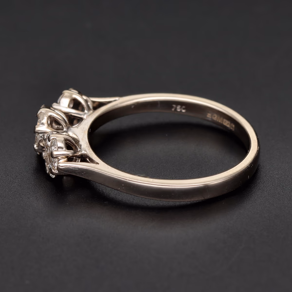 18ct White Gold Triple Section Diamond Cluster Ring