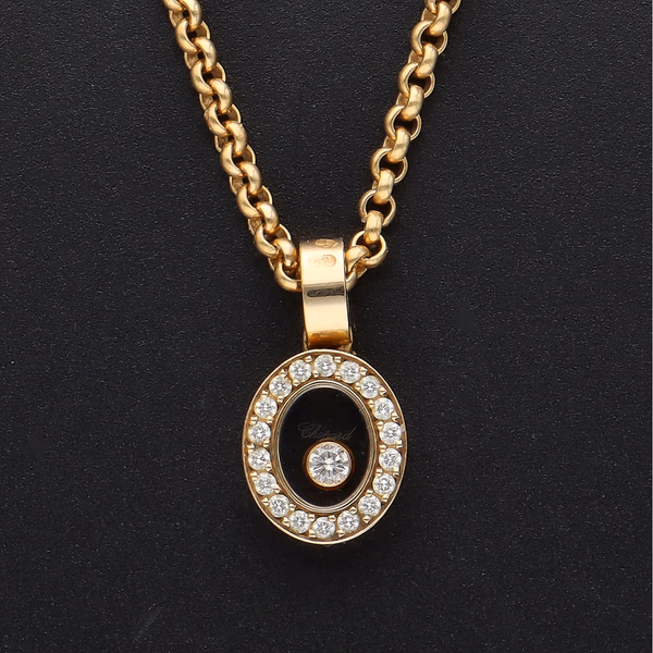 Chopard 'Happy Diamonds' 18ct Yellow Gold & Diamond Oval Pendant with original Box