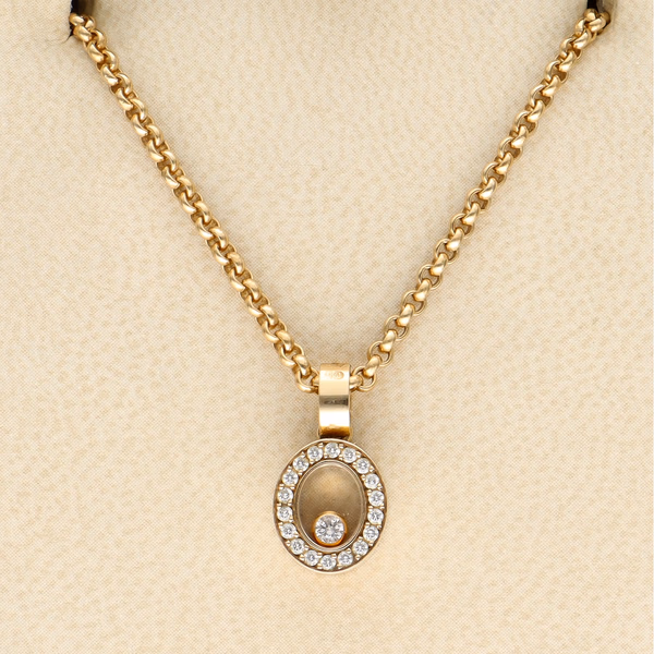 Chopard 'Happy Diamonds' 18ct Yellow Gold & Diamond Oval Pendant with original Box