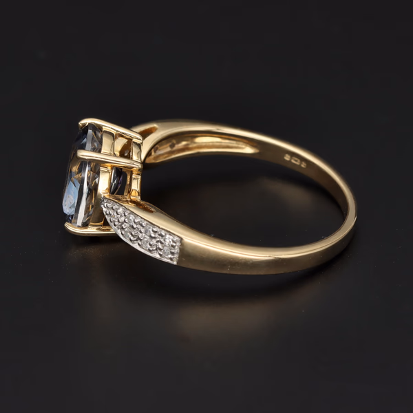 9ct Yellow Gold Tanzanite & Diamond Ring