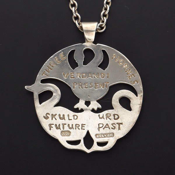 Vintage Shetland Silver 'Three Nornes' Swan Necklace