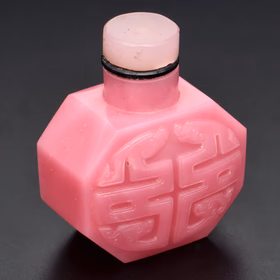 Pink Glass Octagonal Snuff Bottle