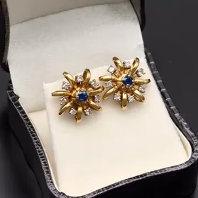 18ct Gold Sapphire and Diamond Earrings