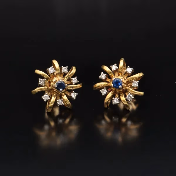18ct Gold Sapphire and Diamond Earrings