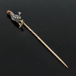 Victorian 18ct Gold Ruby and Diamond Stick Pin