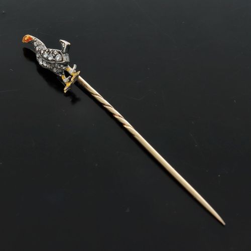 Victorian 18ct Gold Ruby and Diamond Stick Pin image-1