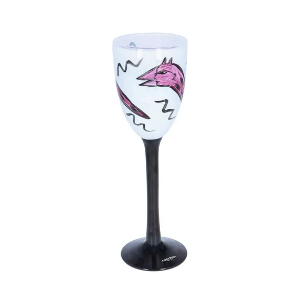 Vintage Kosta Boda Atelier Hand Painted Wine Glass