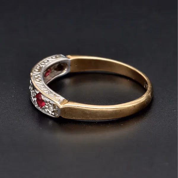 Retro Gold Ruby Diamond Ring