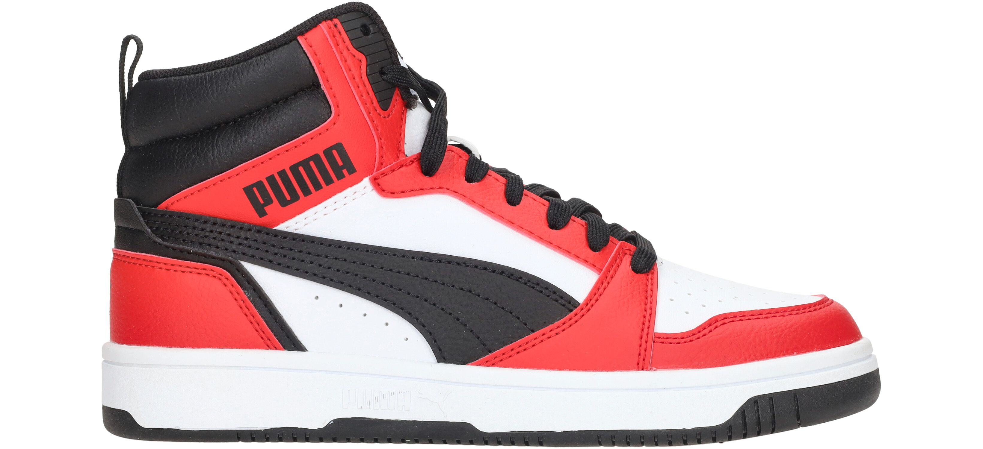 Puma Rebound V6 Mid Sneaker Jongens Zwart/Wit/Rood