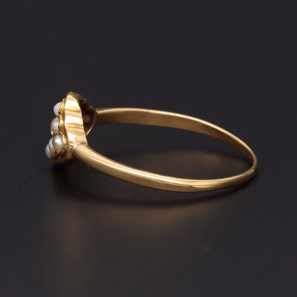 Victorian/Edwardian 18ct Yellow Gold Pearl & Diamond Cluster Ring