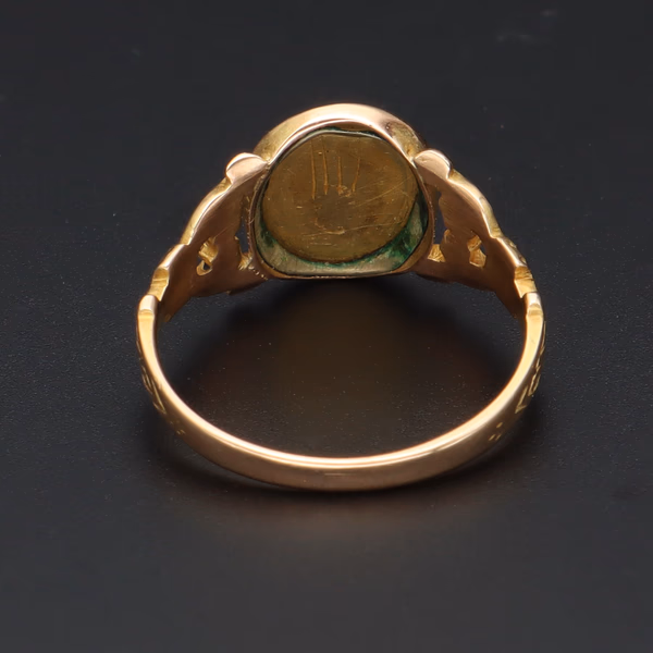 Early Victorian Edwardian 15ct Yellow Gold Diamond Mourning Ring