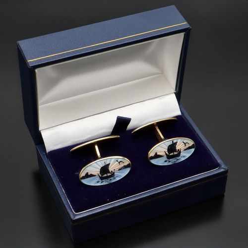 David-Andersen Norwegian Vermeil Silver and Enamel Cufflinks image-1