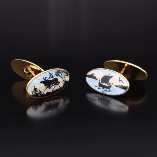 David-Andersen Norwegian Vermeil Silver and Enamel Cufflinks