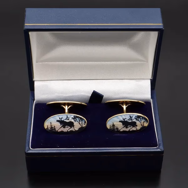 David-Andersen Norwegian Vermeil Silver and Enamel Cufflinks