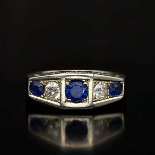 Art Deco Sapphire and Diamond Ring image-2