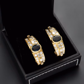 18ct Gold Diamond and Sapphire Earrings