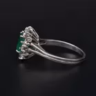18ct White Gold Emerald & Diamond Ring