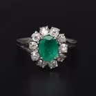 18ct White Gold Emerald & Diamond Ring