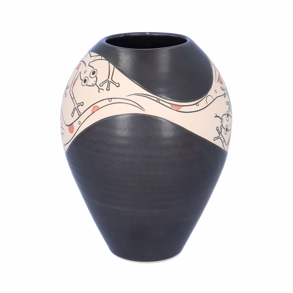 Louise Darby Contemporary Studio Pottery Stoneware Vase with Gecko Design