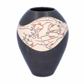 Louis Darby Contemporary Studio Pottery Stoneware Vase With Gecko Design