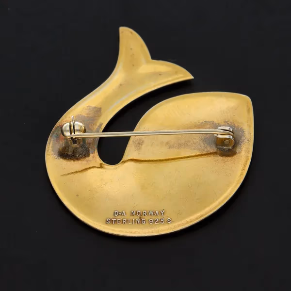 Vintage David Andersen Vermeil Sterling Silver & Enamel Fish Brooch