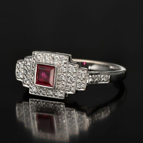 18k White Gold Ruby and Diamond Ring image-3