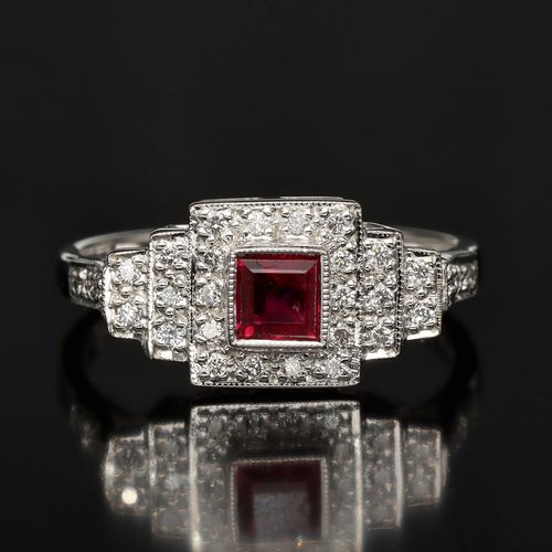 18k White Gold Ruby and Diamond Ring image-2