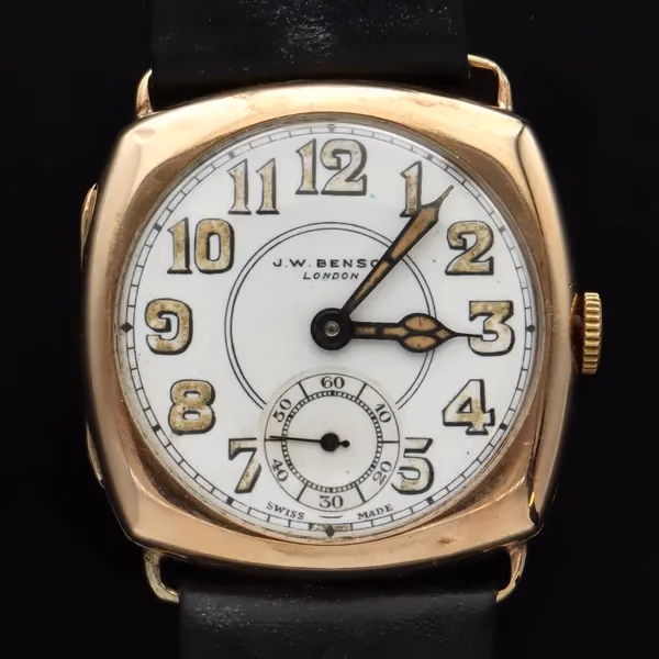 J.W. Benson 9ct Cushion Cased Watch