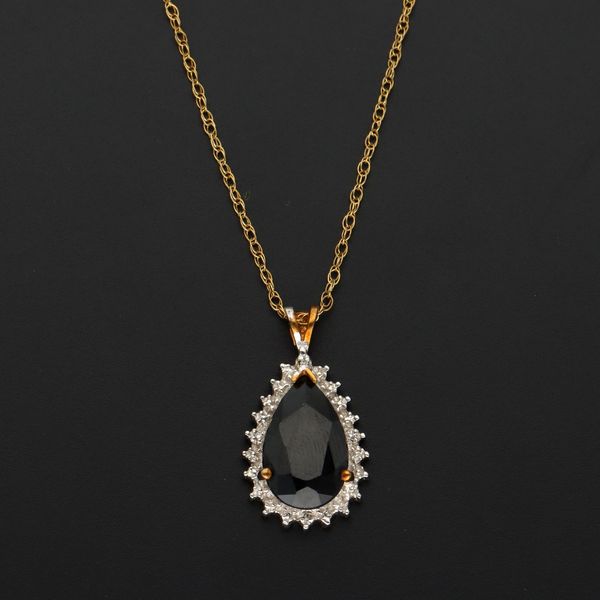 9ct Gold Diamond and Sapphire Pendant